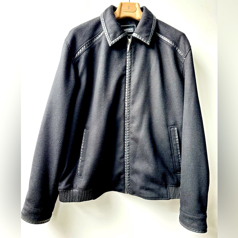 EUC MISSANI Le Collezioni Cashmere Blend Leather Trim Jacket, size XL